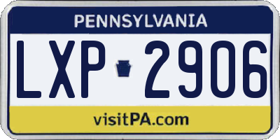 PA license plate LXP2906