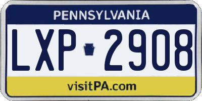 PA license plate LXP2908