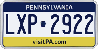 PA license plate LXP2922
