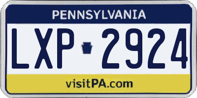 PA license plate LXP2924