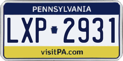 PA license plate LXP2931
