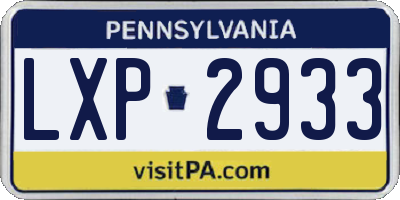 PA license plate LXP2933