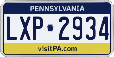 PA license plate LXP2934
