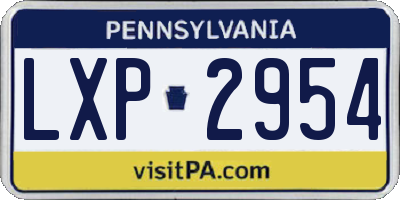 PA license plate LXP2954