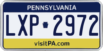 PA license plate LXP2972