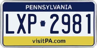 PA license plate LXP2981