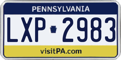PA license plate LXP2983