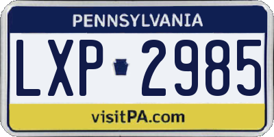PA license plate LXP2985