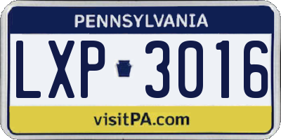 PA license plate LXP3016
