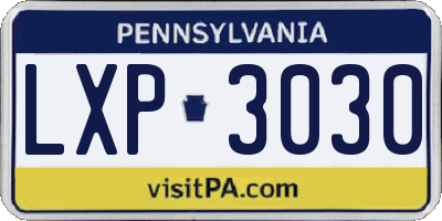 PA license plate LXP3030