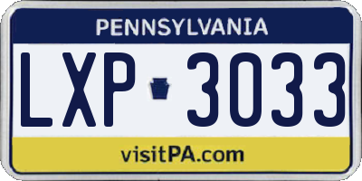PA license plate LXP3033