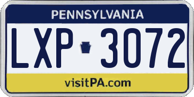 PA license plate LXP3072