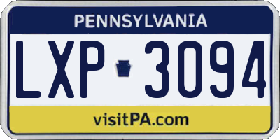PA license plate LXP3094