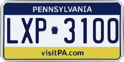PA license plate LXP3100