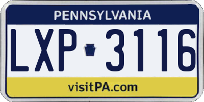 PA license plate LXP3116