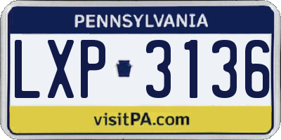 PA license plate LXP3136