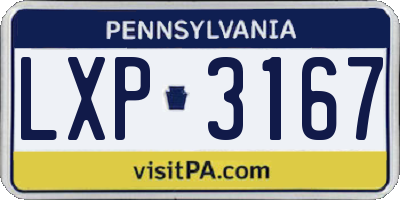 PA license plate LXP3167