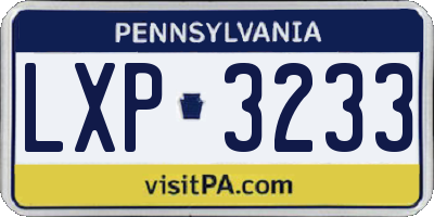 PA license plate LXP3233