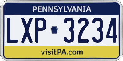 PA license plate LXP3234