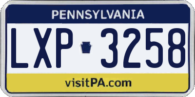 PA license plate LXP3258