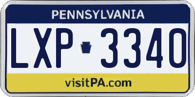 PA license plate LXP3340