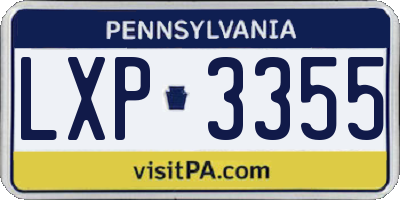 PA license plate LXP3355