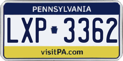 PA license plate LXP3362