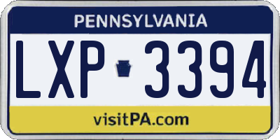 PA license plate LXP3394