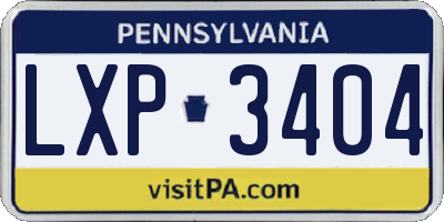 PA license plate LXP3404