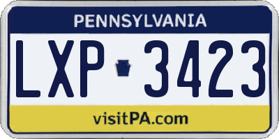 PA license plate LXP3423
