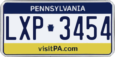 PA license plate LXP3454