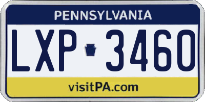 PA license plate LXP3460