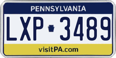 PA license plate LXP3489