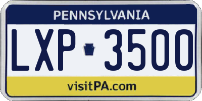 PA license plate LXP3500