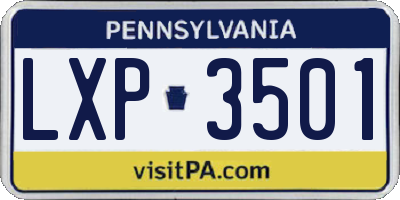 PA license plate LXP3501