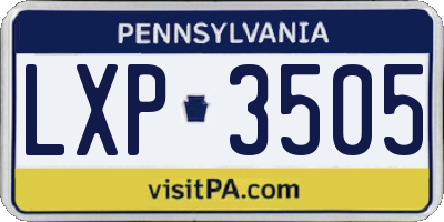 PA license plate LXP3505