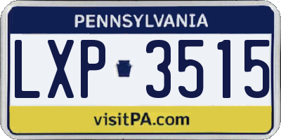 PA license plate LXP3515