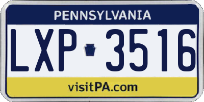 PA license plate LXP3516