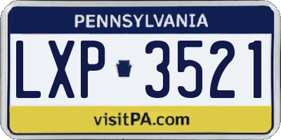 PA license plate LXP3521
