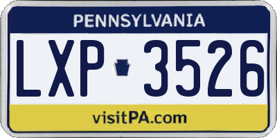 PA license plate LXP3526