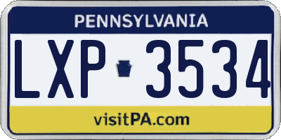 PA license plate LXP3534