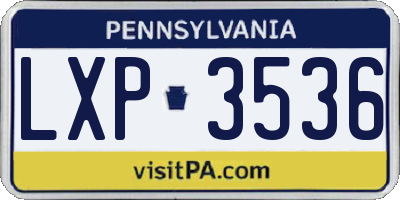 PA license plate LXP3536