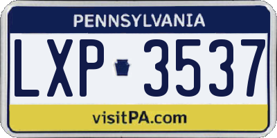 PA license plate LXP3537