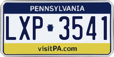 PA license plate LXP3541