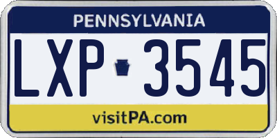 PA license plate LXP3545