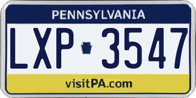 PA license plate LXP3547