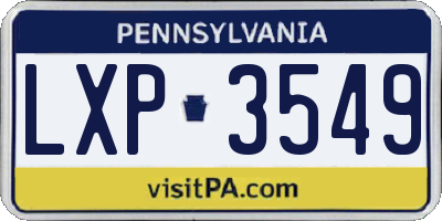 PA license plate LXP3549