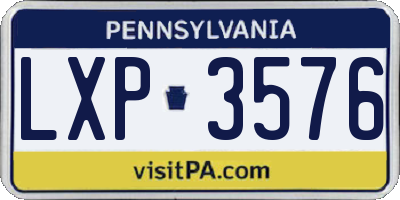 PA license plate LXP3576