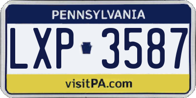 PA license plate LXP3587