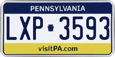 PA license plate LXP3593